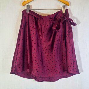 Abercrombie & Fitch Burgundy Satin Dotted Wrap Mini Skirt Small
